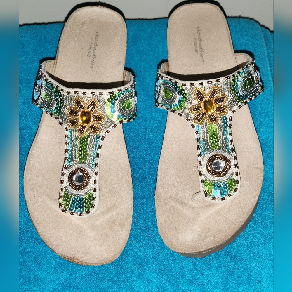 Embellished beaded sandals